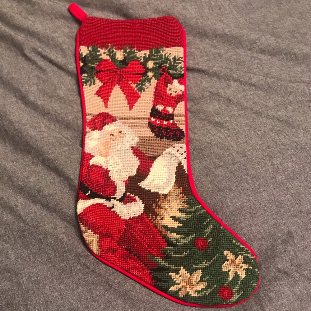 Vintage Knit  Santa Christmas Stockings